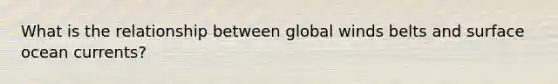 What is the relationship between global winds belts and surface ocean currents?