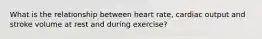 What is the relationship between heart rate, cardiac output and stroke volume at rest and during exercise?