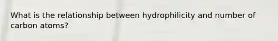 What is the relationship between hydrophilicity and number of carbon atoms?