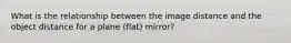 What is the relationship between the image distance and the object distance for a plane (flat) mirror?