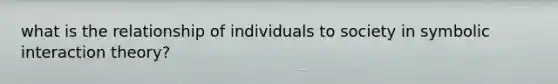 what is the relationship of individuals to society in symbolic interaction theory?