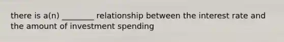 there is a(n) ________ relationship between the interest rate and the amount of investment spending