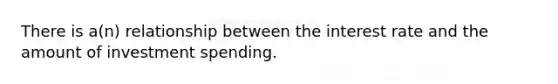 There is a(n) relationship between the interest rate and the amount of investment spending.