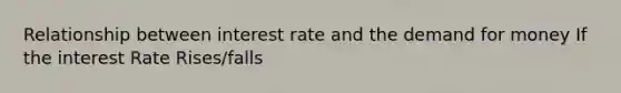 Relationship between interest rate and the demand for money If the interest Rate Rises/falls