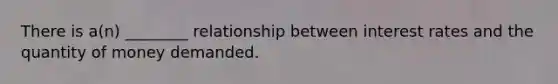 There is a(n) ________ relationship between interest rates and the quantity of money demanded.