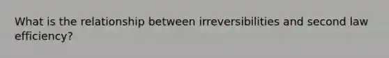 What is the relationship between irreversibilities and second law efficiency?