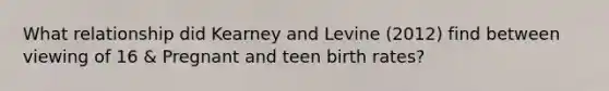 What relationship did Kearney and Levine (2012) find between viewing of 16 & Pregnant and teen birth rates?