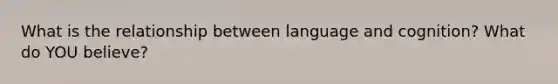 What is the relationship between language and cognition? What do YOU believe?