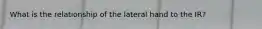 What is the relationship of the lateral hand to the IR?
