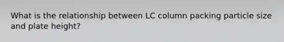 What is the relationship between LC column packing particle size and plate height?