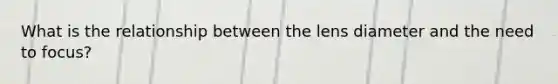 What is the relationship between the lens diameter and the need to focus?