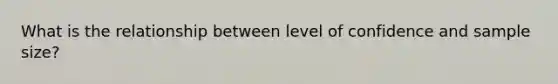 What is the relationship between level of confidence and sample size?