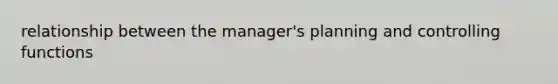 relationship between the manager's planning and controlling functions