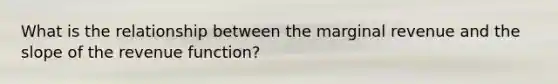 What is the relationship between the marginal revenue and the slope of the revenue function?