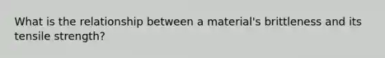 What is the relationship between a material's brittleness and its tensile strength?