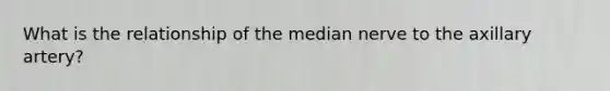 What is the relationship of the median nerve to the axillary artery?