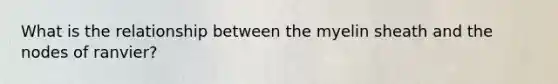 What is the relationship between the myelin sheath and the nodes of ranvier?