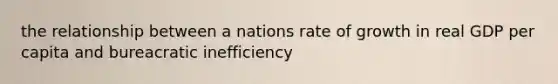 the relationship between a nations rate of growth in real GDP per capita and bureacratic inefficiency