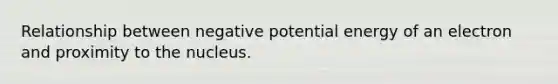 Relationship between negative potential energy of an electron and proximity to the nucleus.