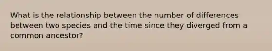 What is the relationship between the number of differences between two species and the time since they diverged from a common ancestor?