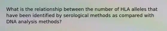 What is the relationship between the number of HLA alleles that have been identified by serological methods as compared with DNA analysis methods?