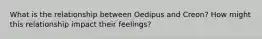 What is the relationship between Oedipus and Creon? How might this relationship impact their feelings?