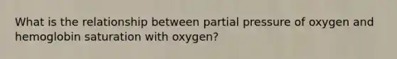 What is the relationship between <a href='https://www.questionai.com/knowledge/kCj28dyU9Z-partial-pressure' class='anchor-knowledge'>partial pressure</a> of oxygen and hemoglobin saturation with oxygen?