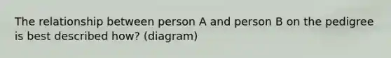 The relationship between person A and person B on the pedigree is best described how? (diagram)