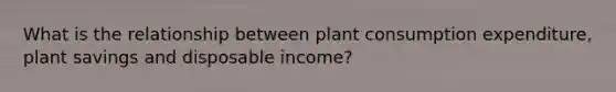 What is the relationship between plant consumption expenditure, plant savings and disposable income?