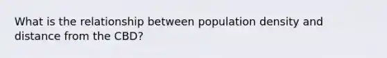 What is the relationship between population density and distance from the CBD?