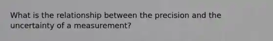 What is the relationship between the precision and the uncertainty of a measurement?