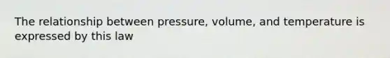 The relationship between pressure, volume, and temperature is expressed by this law