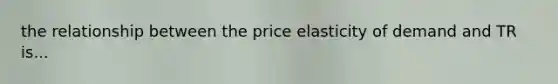 the relationship between the price elasticity of demand and TR is...