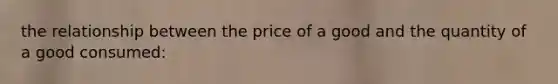 the relationship between the price of a good and the quantity of a good consumed: