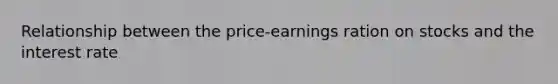 Relationship between the price-earnings ration on stocks and the interest rate