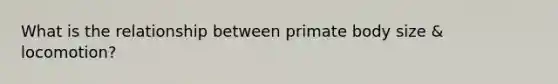 What is the relationship between primate body size & locomotion?