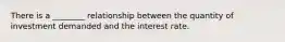 There is a ________ relationship between the quantity of investment demanded and the interest rate.