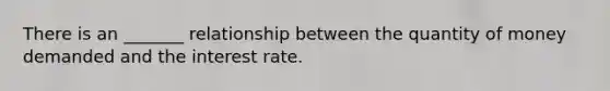 There is an _______ relationship between the quantity of money demanded and the interest rate.