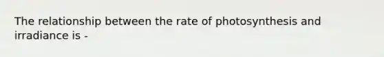 The relationship between the rate of photosynthesis and irradiance is -