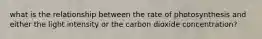 what is the relationship between the rate of photosynthesis and either the light intensity or the carbon dioxide concentration?