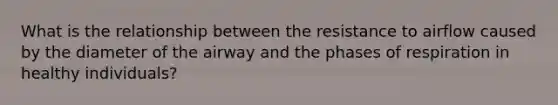 What is the relationship between the resistance to airflow caused by the diameter of the airway and the phases of respiration in healthy individuals?