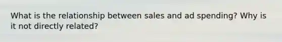 What is the relationship between sales and ad spending? Why is it not directly related?