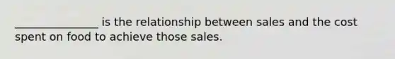 _______________ is the relationship between sales and the cost spent on food to achieve those sales.