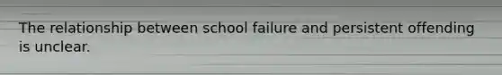 The relationship between school failure and persistent offending is unclear.