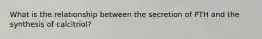 What is the relationship between the secretion of PTH and the synthesis of calcitriol?