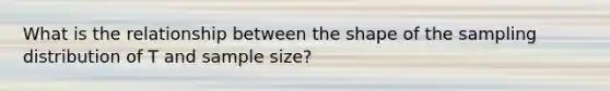 What is the relationship between the shape of the sampling distribution of T and sample size?