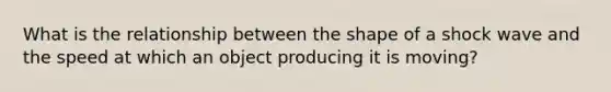 What is the relationship between the shape of a shock wave and the speed at which an object producing it is moving?