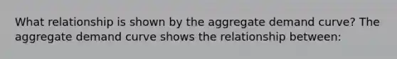 What relationship is shown by the aggregate demand curve? The aggregate demand curve shows the relationship between: