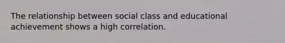 The relationship between social class and educational achievement shows a high correlation.