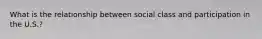 What is the relationship between social class and participation in the U.S.?